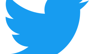 Logo Twittera - niebieska sylwetka lecącego ptaszka z otwartym dziobem